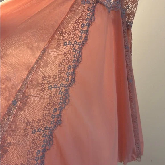 Y2K Pink & Lavender Lace /Floral Appliqué Chemise Lingerie Nightgown Size Large - Picture 12 of 17